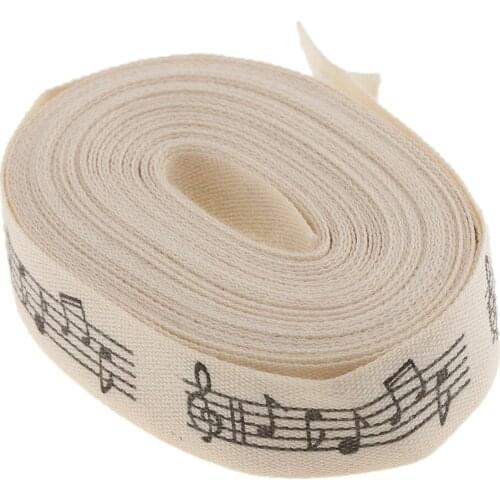 5 Yards 15mm Musical Note Cotton Ribbon Wedding Birthday Gift Wrap Craft
