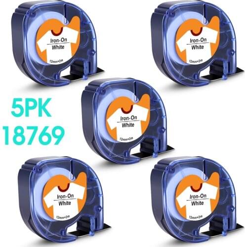 5PK Fabric Iron-on Labeling Tape 18769 for DTMO LetraTag 18768 18771 for Dymo LetraTag LT-100H LT-100T Plus QX50 XM XR 200 Print
