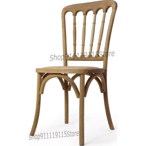 American Rural Solid Wood Bamboo Chair European Retro Home Dining Chair Modern Simple Nordic Back Dining Chair