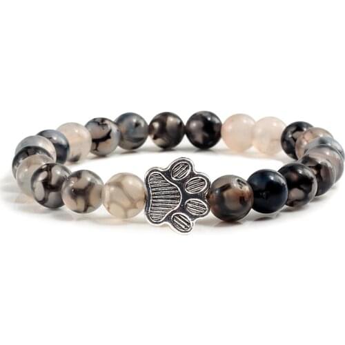 Men Natural Black Lava Stone Bracelet Cat Paw Turquoises Beaded Bracelets Bangles Energy Women Yoga Fashion Couple Jewelry Gifts