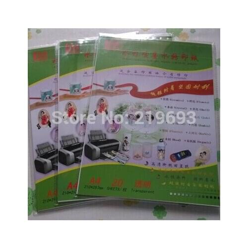 60PCS A4(210mm x 297mm) inkjet clear color background water inkjet decal paper