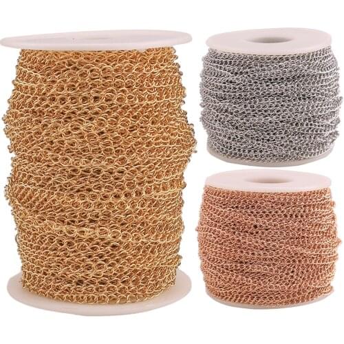 2m/lot Width 2.5 3 4mm Stainless Steel Adjustment Extension Tail Chain Bulk GoldNecklace Extender Chains for DIY Jewelry Making