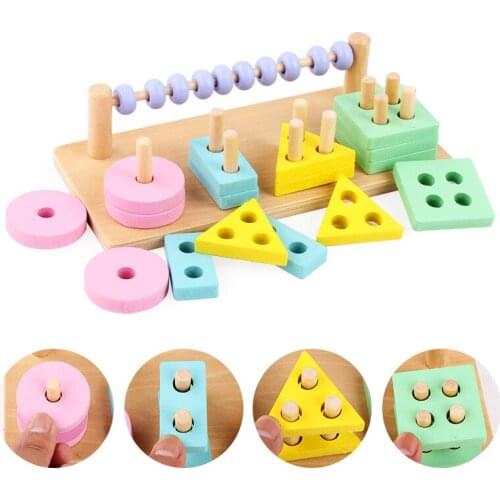Baby Wooden Montessori teaching aid Matching Digital Shape Counting Match Early Education Teaching Math Toys For Children