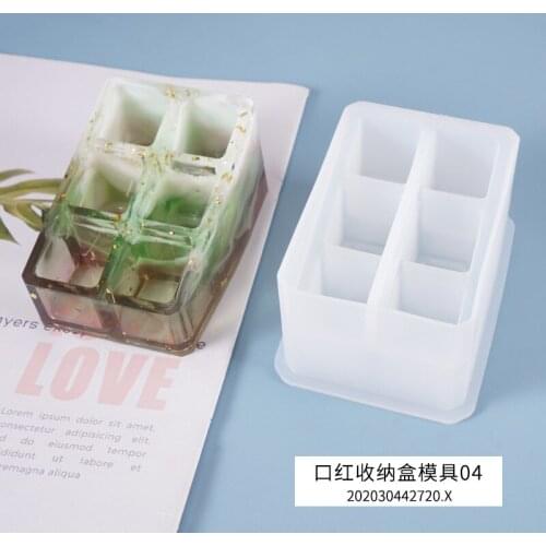 DIY crystal Epoxy Resin mold silicone rectangular square round lipstick storage box Mold hand made mirror jewelry Making Tools