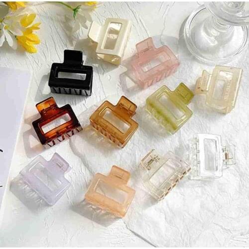 Exquisite Korean Square Acrylic Hair Claws Vintage Transparent Jelly Colorful Hair Clamps Crab Women Hair Accessories