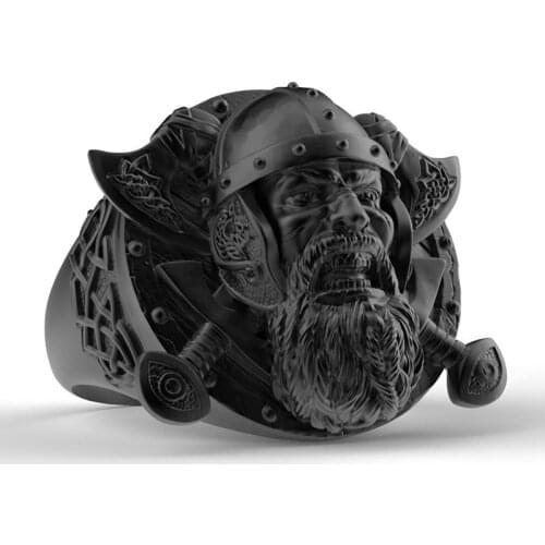 New Retro Double Axe Warrior Face Sculpture Pattern Ring Mens Ring Vintage Metal Ring Accessories Party Jewelry