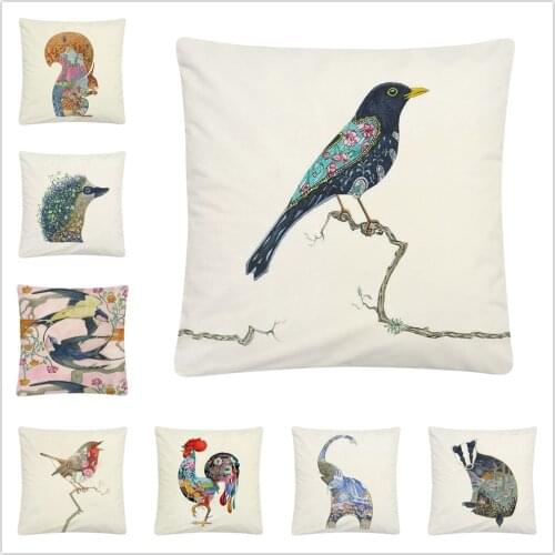 Beautiful Art Painting Animal Pattern Soft Short Plush Cushion Cover Pillow Case for Home Sofa Car Decor Pillowcase 45X45cm