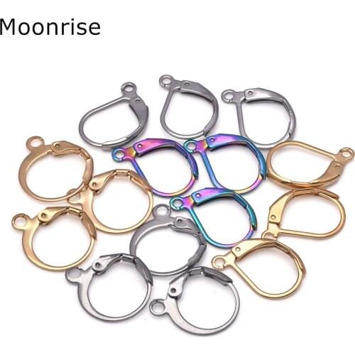 30Pcs Hypoallergenic Earring Hooks Stainless Steel Leverback Earring Findings Round French Hook Ear Wire 15mm Long
