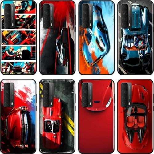 Cool Cartoon Racing car For Huawei Y9A Y9S Y9 Y8P Y8S Y7A Y7P Y7 Y6 Y6P Y6S Y5P Y5 Prime Pro 2019 2020 Black Soft Phone Case