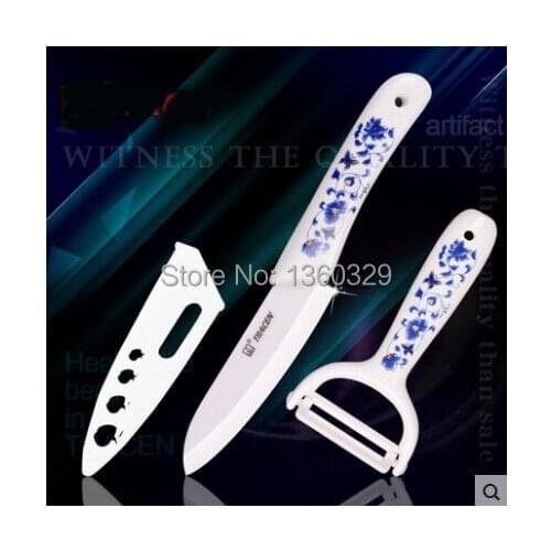 Kitchen Ceramic Knife Sets Cooking Tools cozinha faca de Fruit Knife in Ceramic Peeler Classic Blue White Chinese Style cuchillo
