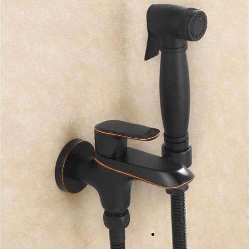 Oil Rubbed Bronze black Solid Brass Toilet Bidet Sprayer Set Wall mounted bathroom handheld shower head set Multi-function