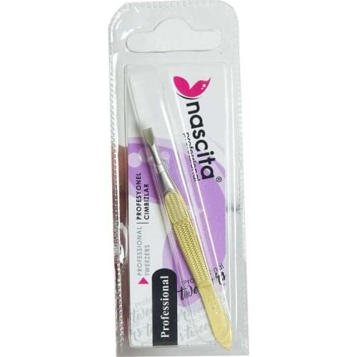 Flat Toe Gold Tweezers 1 Pcs
