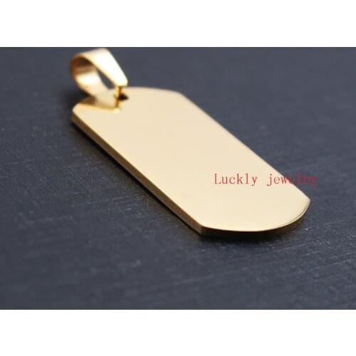 Wholesale price 5pcs Lot Gold Plain Army card Dog Tag Charms pendant stainless steel Jewelry Finding DIY