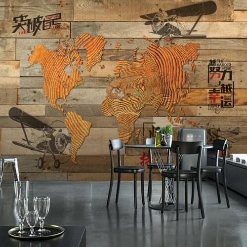 Milofei manufacturers custom European retro world map annual rings living room bedroom background wallpaper murals