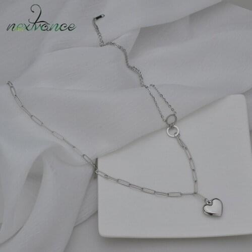 Nextvance Simplicity Stainless Steel Necklace Peach Heart Stitching Necklaces For Women Grilfriend Jewelry Couple Gift