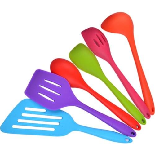 6 Pcs/Set Food Grade Silicone Colorful Cooking Utensils Heat Resistant Non Stick Shovel Spoon Set Kitchen Tools Gadgets