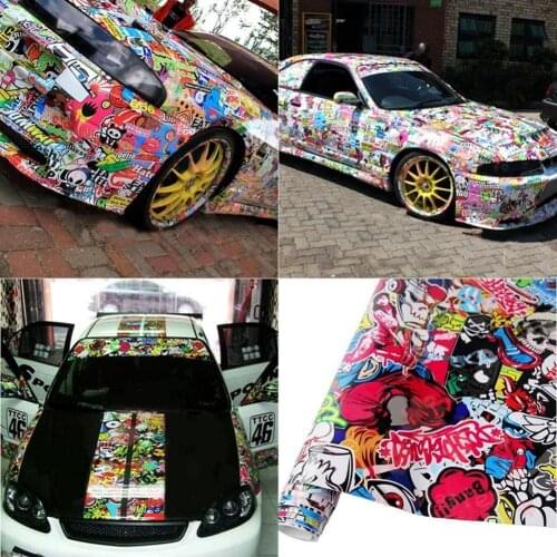 Film Sheet Self-adhesive Easily Re-positioned PVC Skateboard Cool Graffiti Stickers for Car