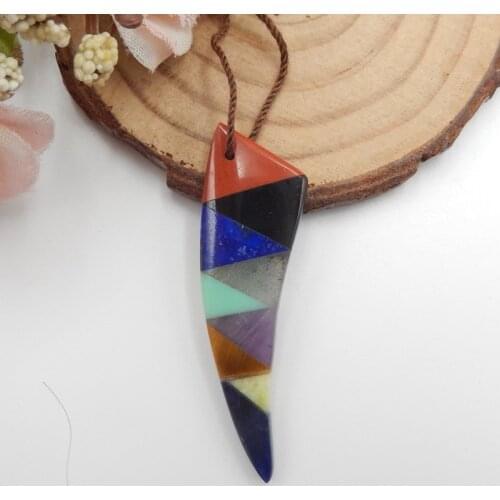 Natural Red River Jasper,Obsidian,Lapis Lazuli,Labradorite,Tiger Eye,Yellow Opal With Amethyst Intarsia Earrings bead 45x14x3mm