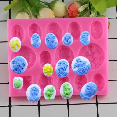 Mujiang Head Portrait Silicone Molds Figure Cameo Wedding Fondant Cake Decorating Tools Gumpaste Chocolate Candy Clay Mould