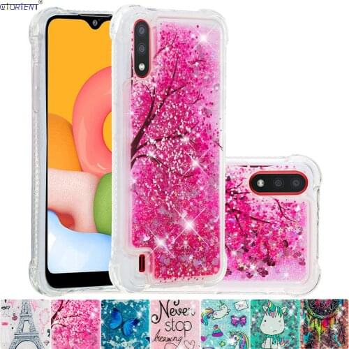 Cute Glitter Silicone Case for Samsung Galaxy A01 A50 A51 A71 5G A11 A31 A41 Flow Liquid Quicksand Bumper Cover A 01 SM-A015F/DS