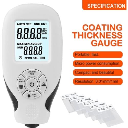 HW-300 Digital Coating Thickness Gauge 1micron/0-1300 Car Paint Film Thickness Tester MFE/NFE Manual Paint Tool