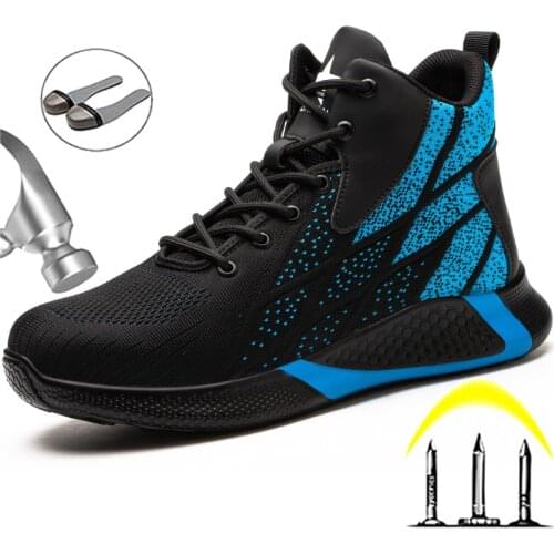 High Top Safety Boots Work Shoes Puncture-Proof Steel Toe Shoes Work Boots Indestructible Sneakers Lightweight Safety Shoes Men