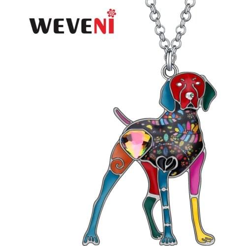 WEVENI Alloy Enamel Floral Doberman Dog Necklace Pendant Chain Choker Animal Pets Jewelry For Girl Teen Lady Hot Party Gift 2019