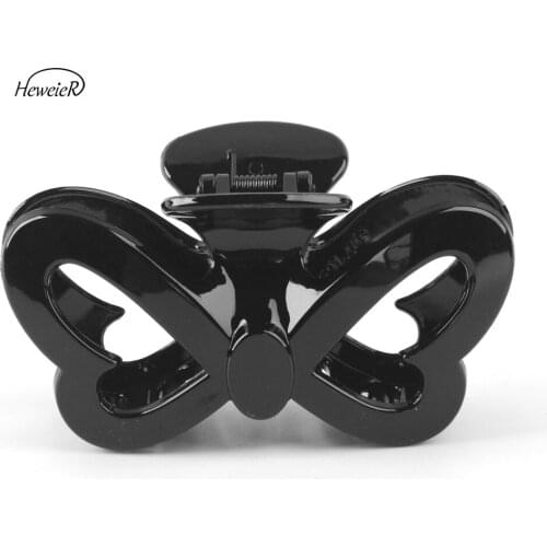 Women Ladies Girl Accessory Plastic Black Bow Hair Crab Grasp Clamp Combs Claws Clips Pins Headwear Hairpins Headdress Hairpiece