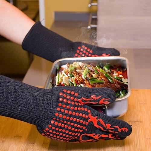 1 piece Heat Resistant BBQ Oven Gloves Anti-scald Pot Holder Kitchen Cooking Tool BBQ Grill Mittens Dish Washing Gloves Kitchen