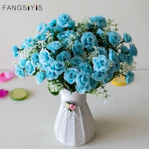 15 Head Mini Roses Artificial Flower Home Decoration Fake Flower Accessories Wedding Scene Layout Flowers Living Room Desk