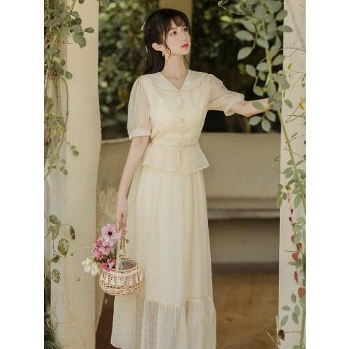 2021 new fashion womens clothing vintage Short women shirts Two-piece suit