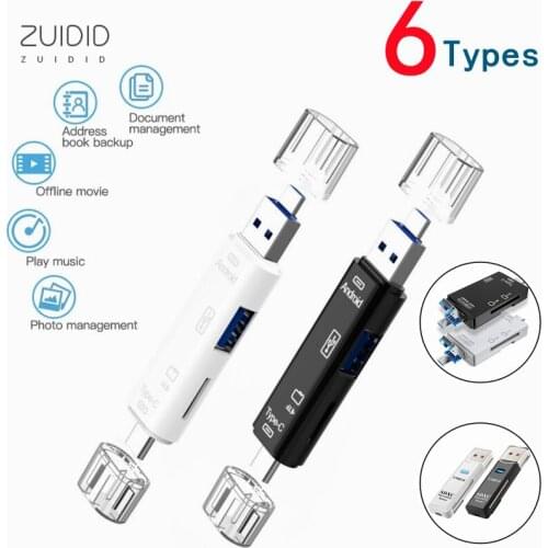6 Styles Type-C All In One OTG Card Reader USB 2.0 Read TF/SD Memory Card Adapter Micro USB Interface For PC Android Phone