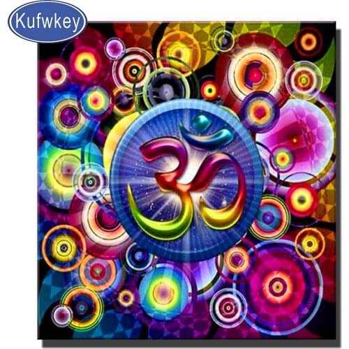 Full Drill 5d Diamond Painting OM Symbol Mandala DIY Square Rhinestones Mosaic Diamond Embroidery Cross Stitch for Hinduism