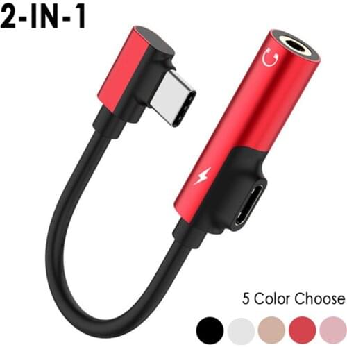 2 In 1 Earphone Audio Adapter Cables For Samsung Xiaomi Huawei Type-C To 3.5mm Conversion Line Headphone Adapter AUX Splitter