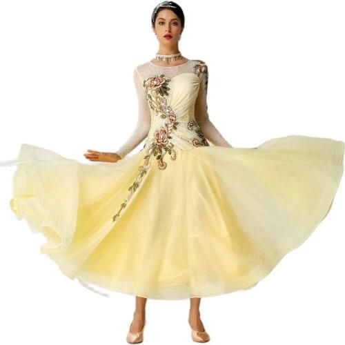 B-19597 Custom high quality national standard modern dance dress costume competition ballroom dance dress for girls