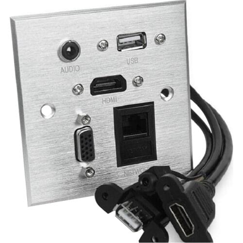 Welding free aluminum alloy panel Wall USB Charger AUDIO VGA socket Model 86 multifunctional socket Multimedia information