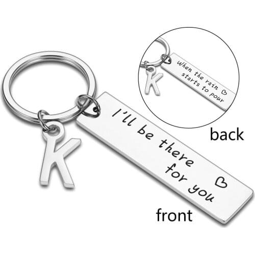 I'll Be There for You Initials Boyfriend Girlfriend Key Chain Couple Car Keychain Letter A-Z Keyrings for Lovers Gift DIY Custom