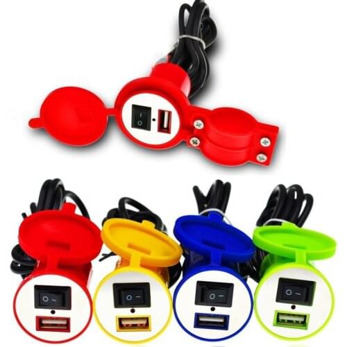 DC12-24V Universal Waterproof 7/8" 22mm Motorcycle USB Charger Port Adapter with Switch For ATV Scooter Moped Go Kart Dirt Bike