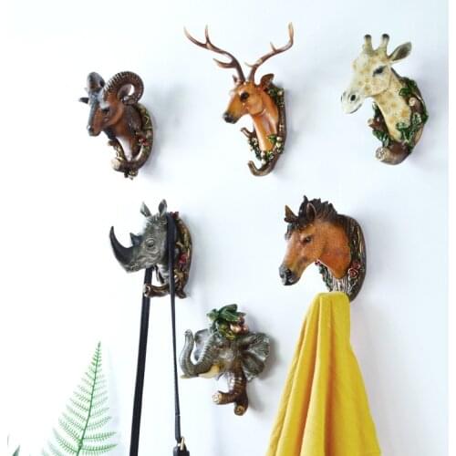 Animal Head Decorative Hooks Multifunctional Behind The Door Without Trace Bathroom Coat Hook Wall Decoration Decorative Hooks