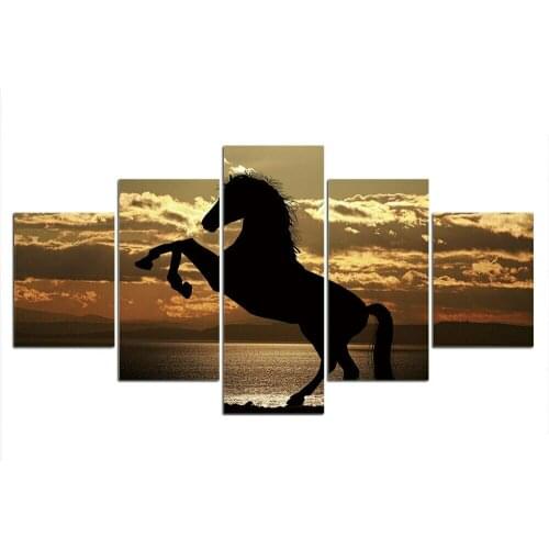 Home Wall Decor Canvas Sunset Animal Horse Ocean Picture Art HD Print Painting On Canvas for Living Room Unframe