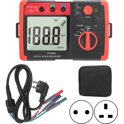 GT5206A Leakage Protector Tester 230V/50Hz Digital RCD (ELCB) Tester Leakage Protection Switch Detector Testing Instrument