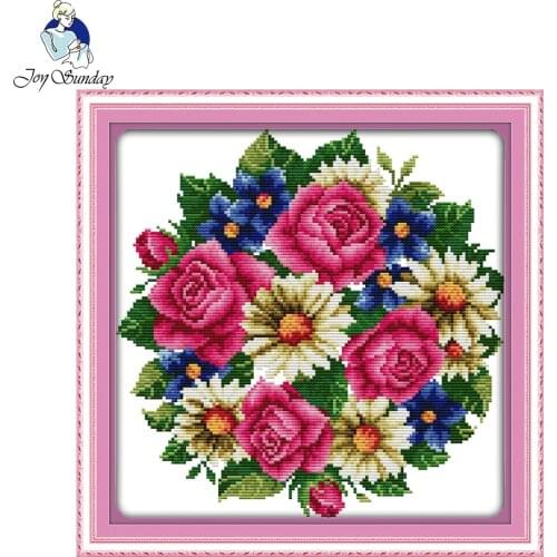 Joy sunday flower style All flowers bloom together rose cross stitch designs needlepoint kits for handcraft gifts