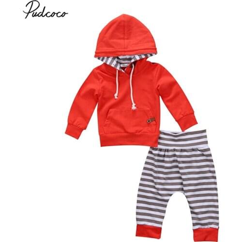 High Quality Newborn Kids Baby Boy Girls Clothes Long Sleeve Hooded Romper Jumpsuit +Pants 2pcs Cotton Baby Clothing Set