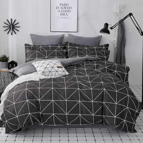Black-White Concise Style Bedding Set Simple Duvet Cover Set Pillowcase Home Textiles 2/3pcs Bed Linen King Queen Size Dropship