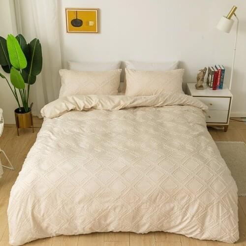 Geometric Jacquard Bedding Set 2/3pcs Solid Color Duvet Cover with Pillowcase Set Queen King Size Bed Set Bedclothes