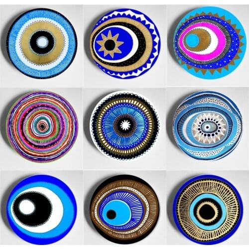 Colourful Bohemian Decorative Plate High-End Evil Eye Painting Wall Plate Ceramic Display Art Plate Home Restaurant Decoration