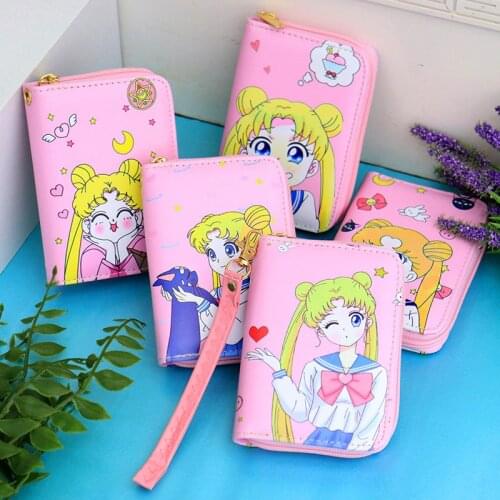 Mini cartoon beauty girl Luna cat lovely girl student small fresh lady short zipper hand purse