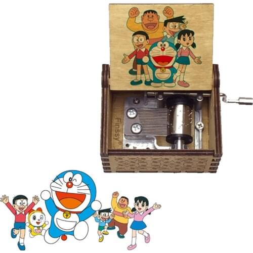 Anime Doraemon Nobita Song Theme Doraemon No uta Wooden Square Manual Printed Music Box Craft Girl Boy Birthday New Year Gift