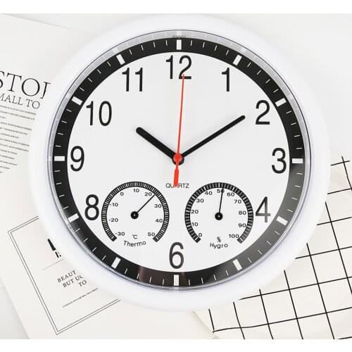 Quiet Non Ticking Wall Clock W / Temperature & Humidity Display
