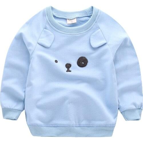 2020 new Spring autumn children T-shirt 3D cartoon bear tops Boys girls pure cotton sweatshirts Baby clothing kids pure color